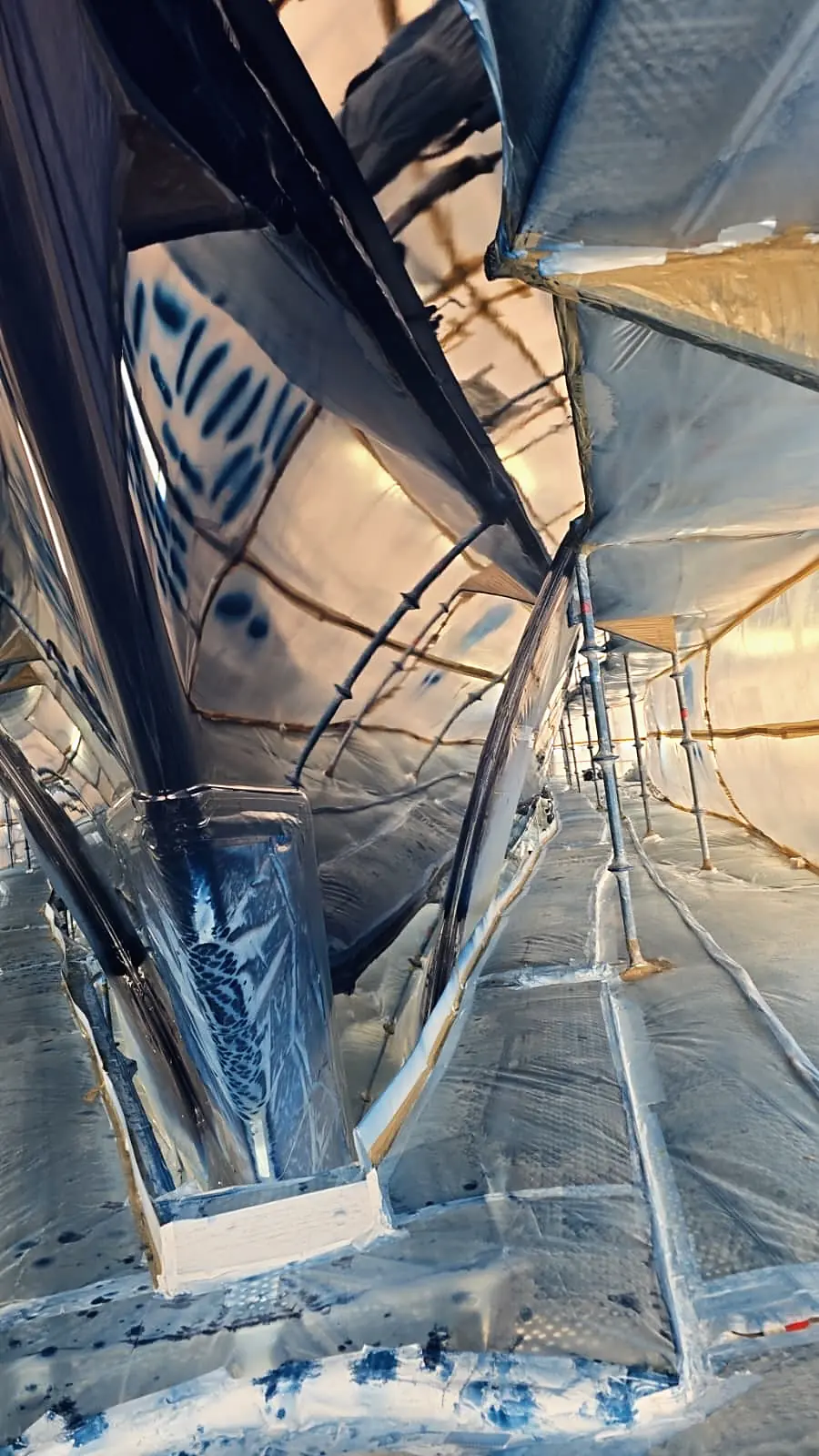 Antifouling applied to the hull below the waterline